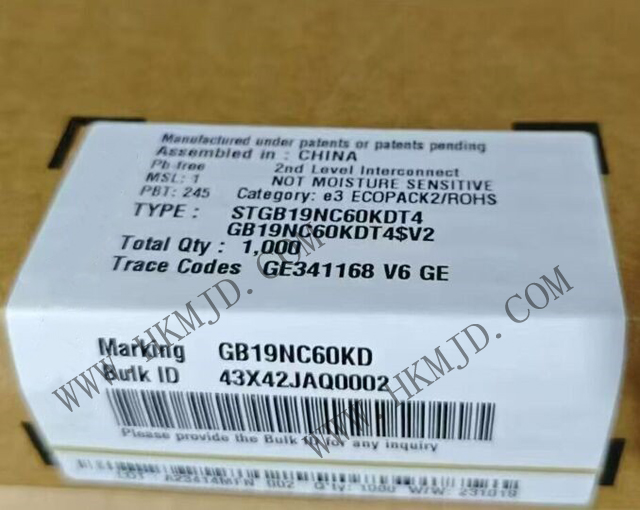 意法半導(dǎo)體功率晶體管_STGB19NC60KDT4_短路保護(hù)IGBT 20 A、600 V