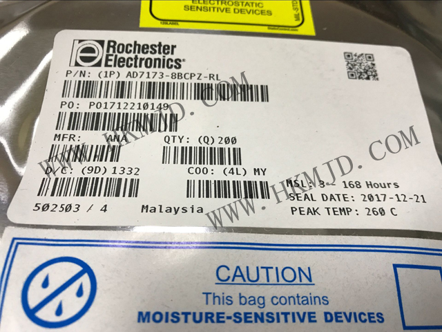 AD7173-8BCPZ：8/16通道、31.25kSPS、24位Σ-Δ型ADC