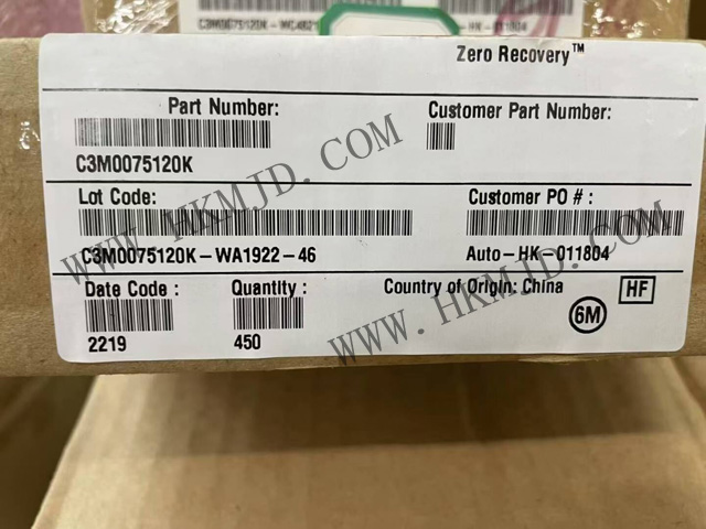 現(xiàn)貨供應(yīng) Wolfspeed C3M0075120K 1200V SiC MOSFET，75mΩ 低導通電阻